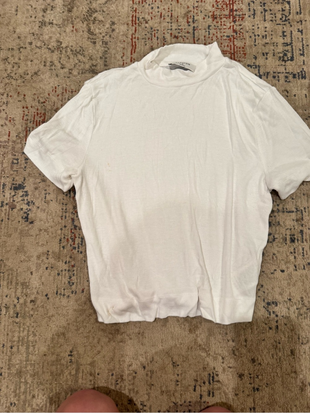 Babaton White Short-Sleeve Mock Neck Tee